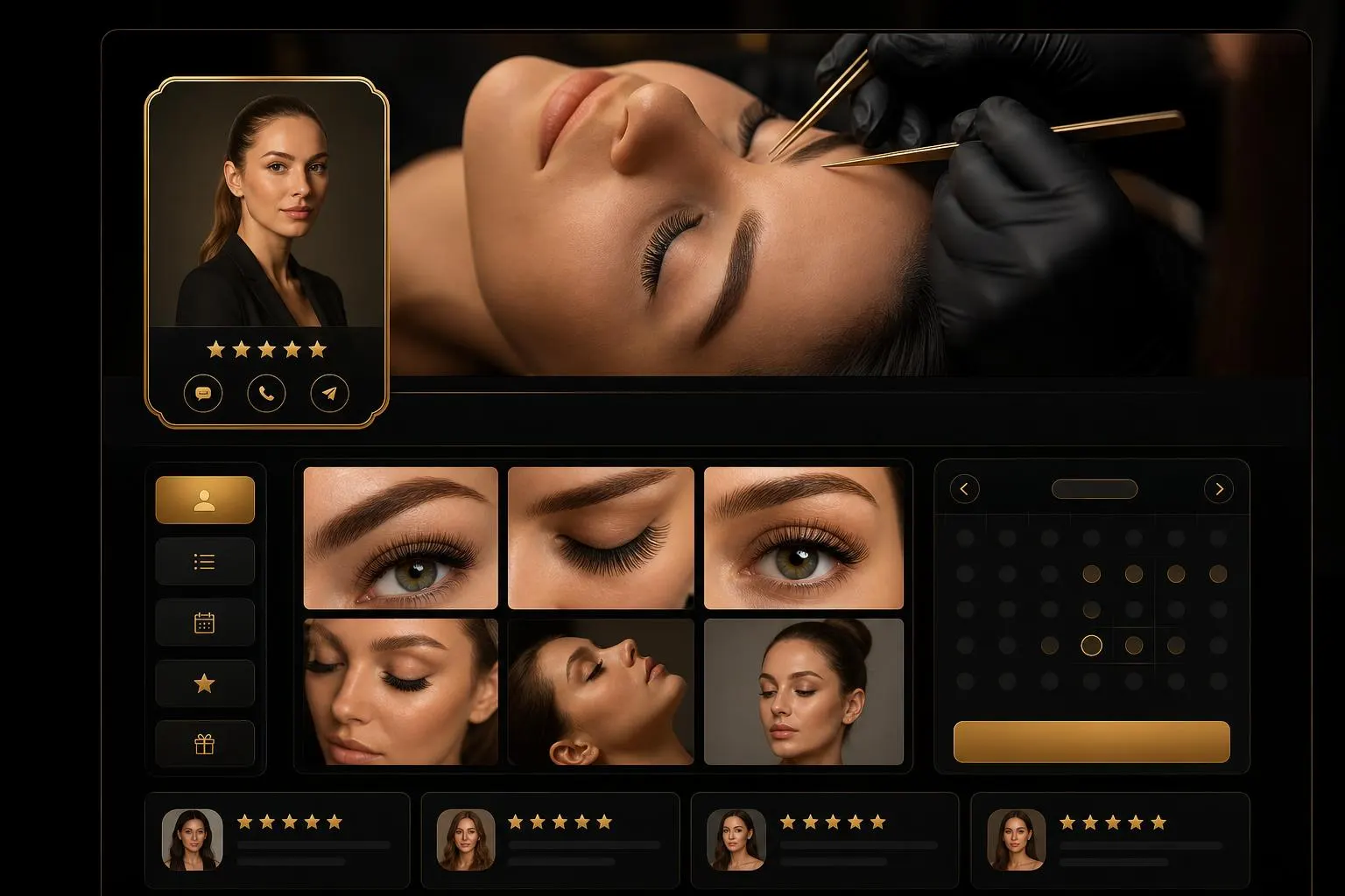 Luxury beauty professional profile page
